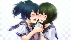 Anime blush anime girls closed eyes school uniforms laughing 