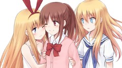 Anime blush anime girls wink saki amae koromo yuri bunny ears 