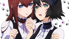 Anime blush blue eyes green eyes short hair cat ears makise 