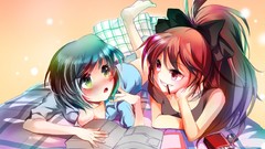 Anime blush blue hair anime girls mahou shoujo madoka magica 