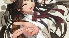 Anime blush long hair anime girls blue eyes wink misaki 