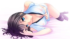 Anime blush long hair anime girls lingerie blue eyes short hair 