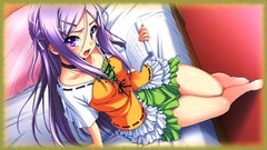 Anime blush long hair barefoot purple hair purple software game 
