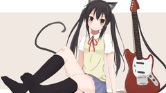 Anime blush long hair brown eyes k - on seifuku black hair 