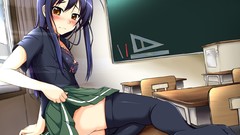 Anime blush long hair brown eyes school uniforms accel world 