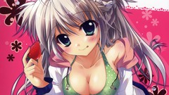 Anime blush long hair green eyes izumi tsubasu cleavage bikini 