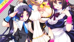 Anime blush long hair maids cleavage