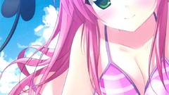 Anime blush pink hair smiling anime girls green eyes lala 