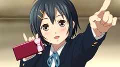 Anime blush smiling brown eyes school uniforms k - on black 