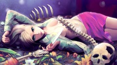 Anime Bones skulls anime girls artwork