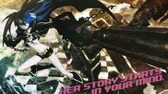 Anime boots blue eyes black rock shooter black hair huke