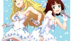 Anime bows blondes microphones skirts anime girls brunettes 