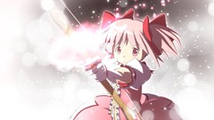 Anime bows pink hair anime girls mahou shoujo madoka magica 