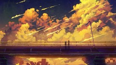 Anime Bridges skies cloudy day