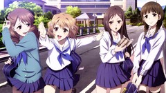 Anime brown anime girls school uniforms black hair hanasaku 
