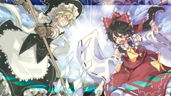 Anime brown blondes short hair braids yellow eyes hakurei reimu 