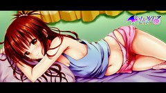 Anime brown blush long hair anime girls lingerie brown eyes 