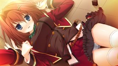 Anime brown blush long hair school uniforms mai seifuku game cg 