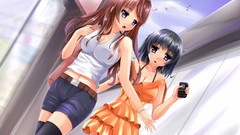 Anime brown dress long hair anime girls short hair phones black 