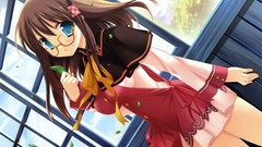 Anime brown glasses anime girls blue eyes seifuku meganekko 