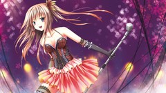 Anime brown gloves stockings anime girls corset ecchi cleavage 