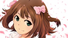 Anime brown green eyes brunettes cherry blossoms amami haruka 