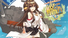 Anime brown long hair anime girls blue eyes Japanese clothes 