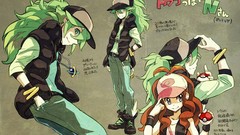 Anime brown Pokemon anime girls boots blue eyes green eyes 