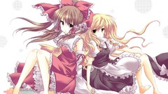 Anime brown Ribbons blondes long hair anime girls brown eyes 