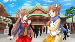 Anime brown tan anime girls blue eyes twintails earmuffs Madobe 