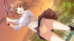 Anime brown tennis skirts seifuku game cg underwear panties 