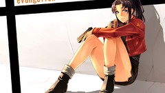 Anime brunettes neon genesis evangelion katsuragi misato