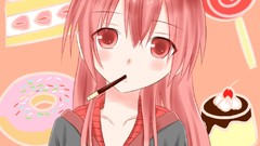 Anime cakes pink hair long hair pink eyes anime girls inu x 