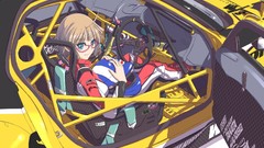 Anime cars brown glasses anime girls meganekko aqua eyes