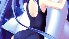 Anime cartoons skirts blue hair anime girls lingerie blue eyes 