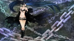 Anime chains anime girls black rock shooter twintails glowing 