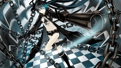 Anime chains black rock shooter black hair cannons