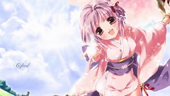 Anime cherry blossoms Japanese clothes soft shading