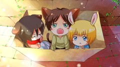 Anime Chibi anime girls mikasa ackerman shingeki no kyojin neko 