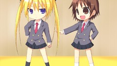 Anime Chibi blondes skirts long hair school uniforms short hair 