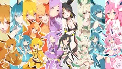 Anime Chibi Pokemon anime girls animal ears eevee espeon 
