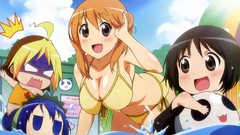 Anime Chibi swimming blush anime girls bikini swimsuits hiiragi 