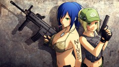 Anime Cigarettes gloves blondes caps shadows blue hair anime 