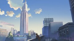 Anime City clouds skyscraper 5 centimeters per second