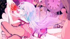 Anime clocks long hair anime girls lingerie hatsune miku 