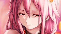 Anime close-up faces pink hair long hair pink eyes anime girls 
