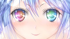 Anime close-up faces smiling anime girls heterochromia touwa 