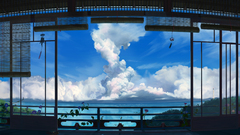 Anime clouds landscape sky artwork nature House room