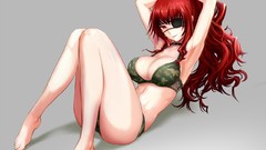 Anime collar red eyes long hair barefoot anime girls ecchi 