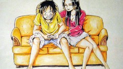 Anime couch monkey d luffy video games Simple Background One 